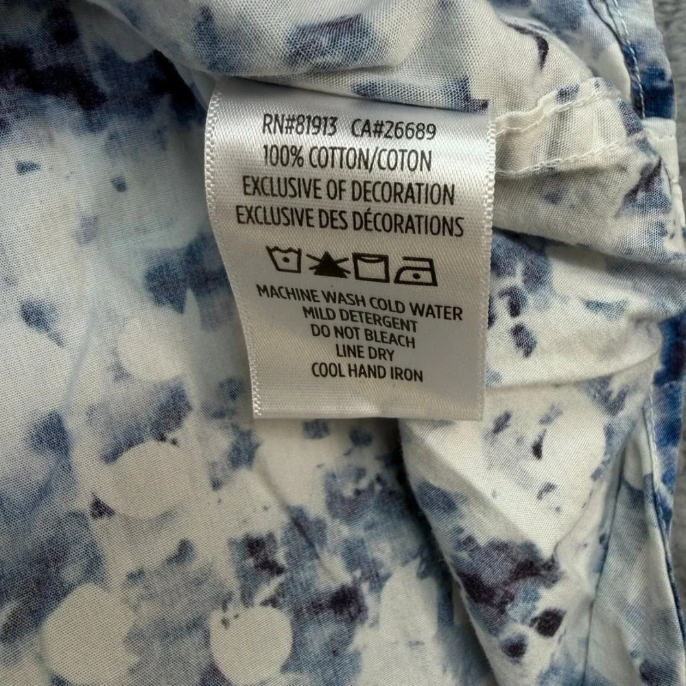 Robert Graham Shirt Men XL Blue Abstract Tie Dye Short Sleeve Classic Fit Cotton